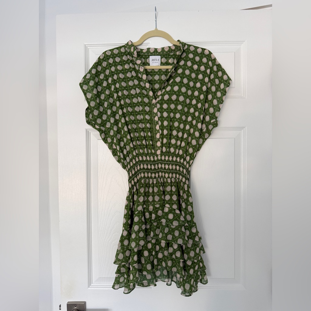 Misa Green Polka Dot Dress Xs